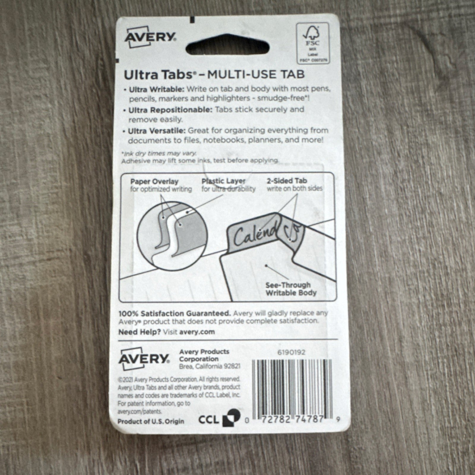 Avery UltraTabs 74787 Index Divider Tabs 2-Side Writable 2"x1.5" White