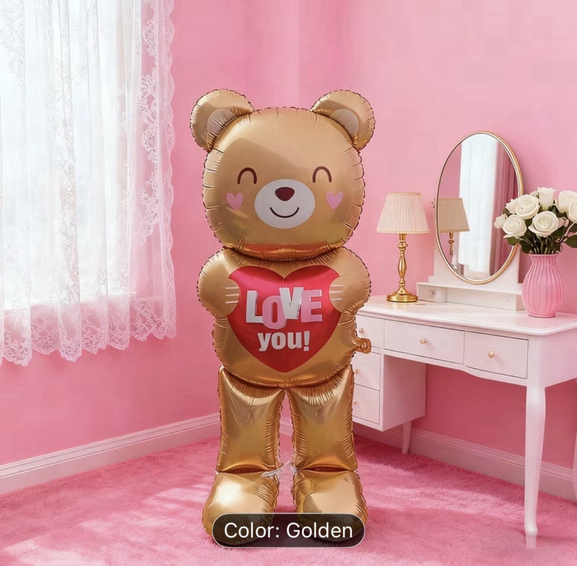 Bear Shaped Golden Balloon Love Theme Valentine's Day Party Decoration