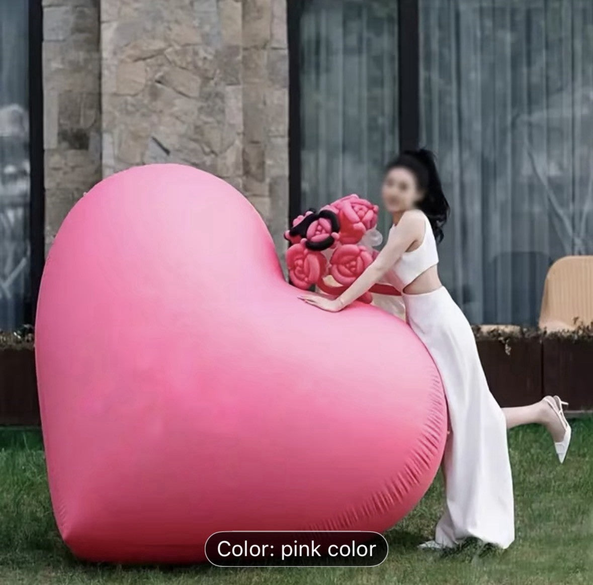 Large pink heart-shaped balloon, party decoration, love & romance theme