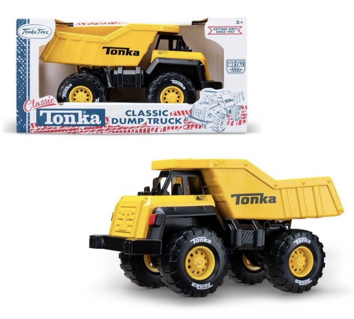 Tonka Classic Dump Truck Yellow Metal & Plastic Movable Parts Construction Toy