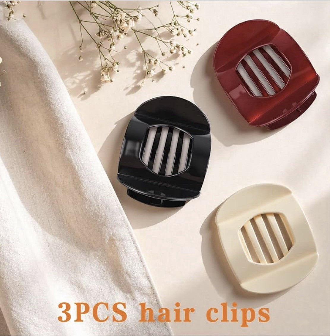 3 Piece Hair Clip Claws Set Red Black and White Non Slip Grip Hair Accessories
