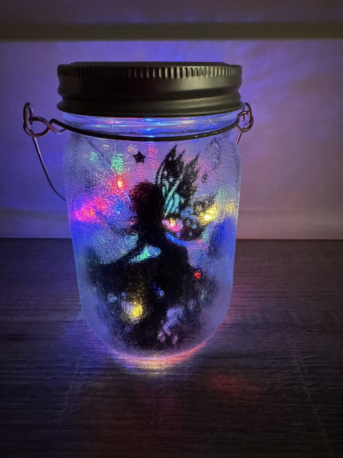 custom made mason jars with fairy lights, assorted designs, white or multicolor