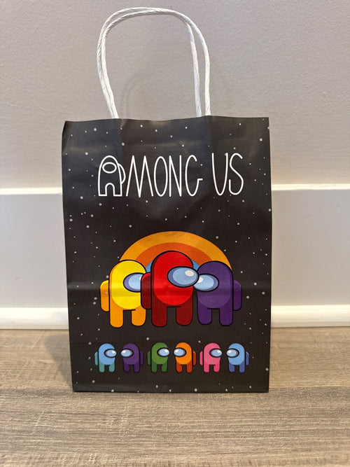 18 among us gift bags with stickers, video game party decoration supplies
