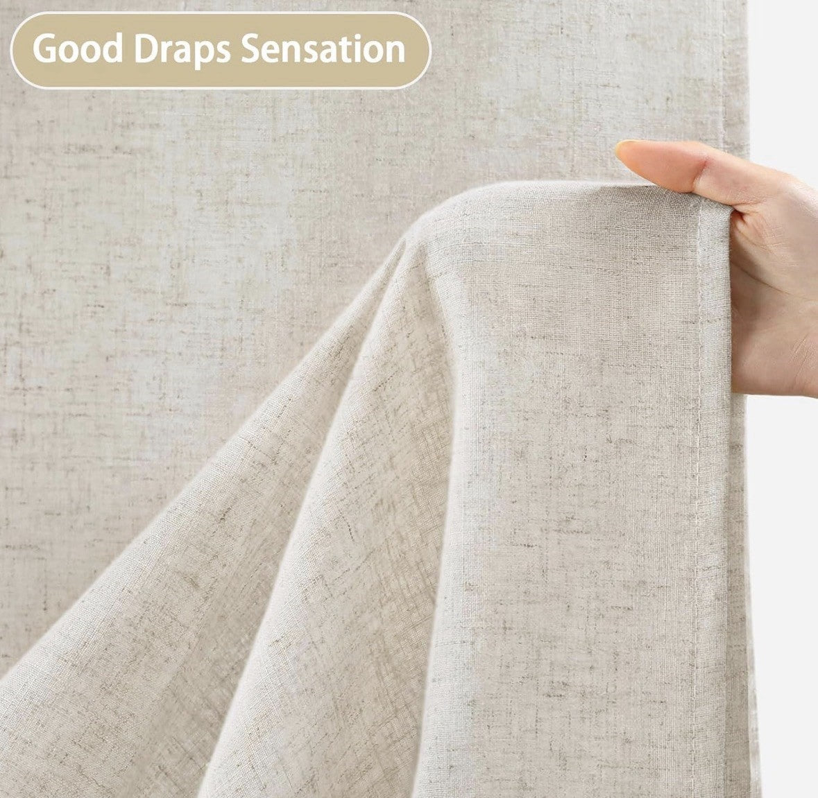 Awellife Beige Linen Blend Shower Curtain 72x78in Rustproof Grommets