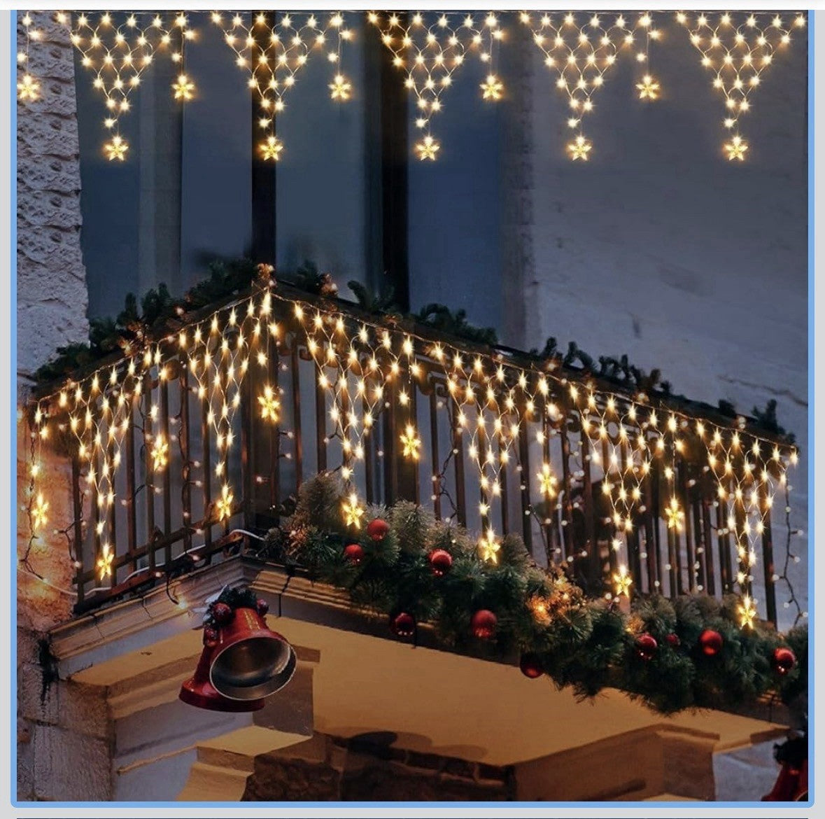 IP65 Waterproof LED Icicle String Lights Warm White Outdoor Christmas Décor