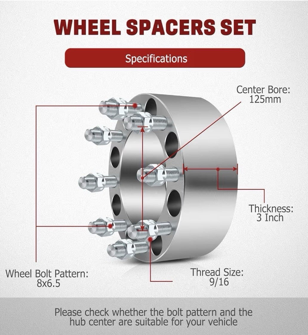 8x6.5 Wheel Spacers for Ram/Dodge/hummer, Chevrolet, Ford And GMC