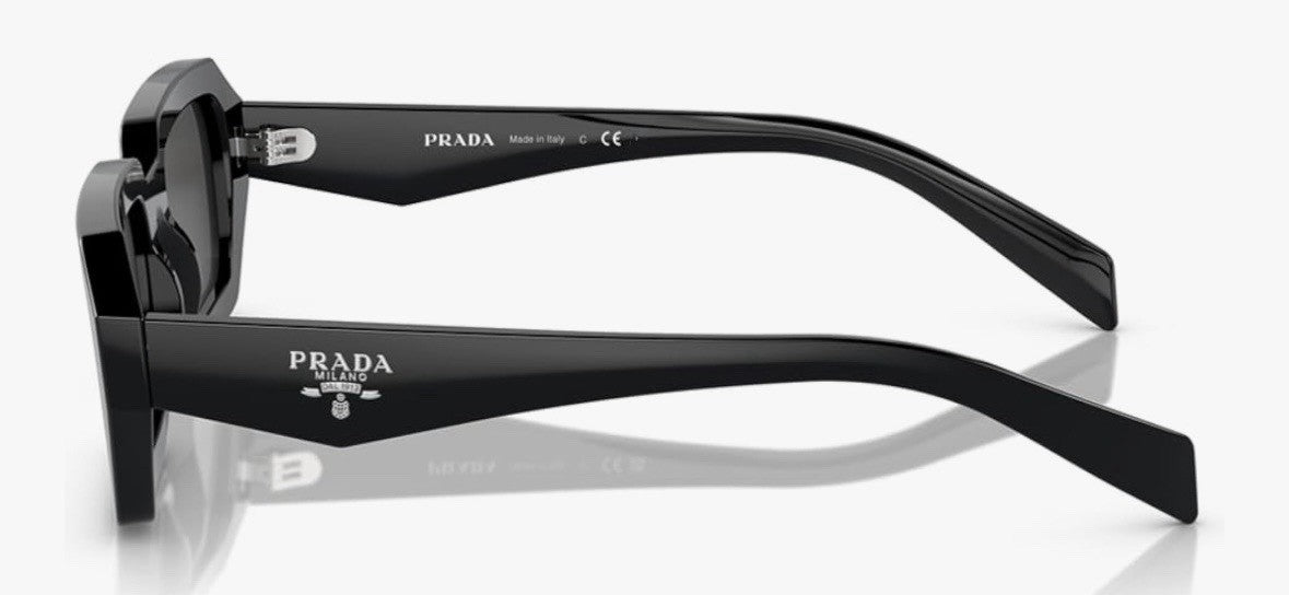 PRADA PR 16K 08Z Designer Rectangle Sunglasses Black Plastic Frame