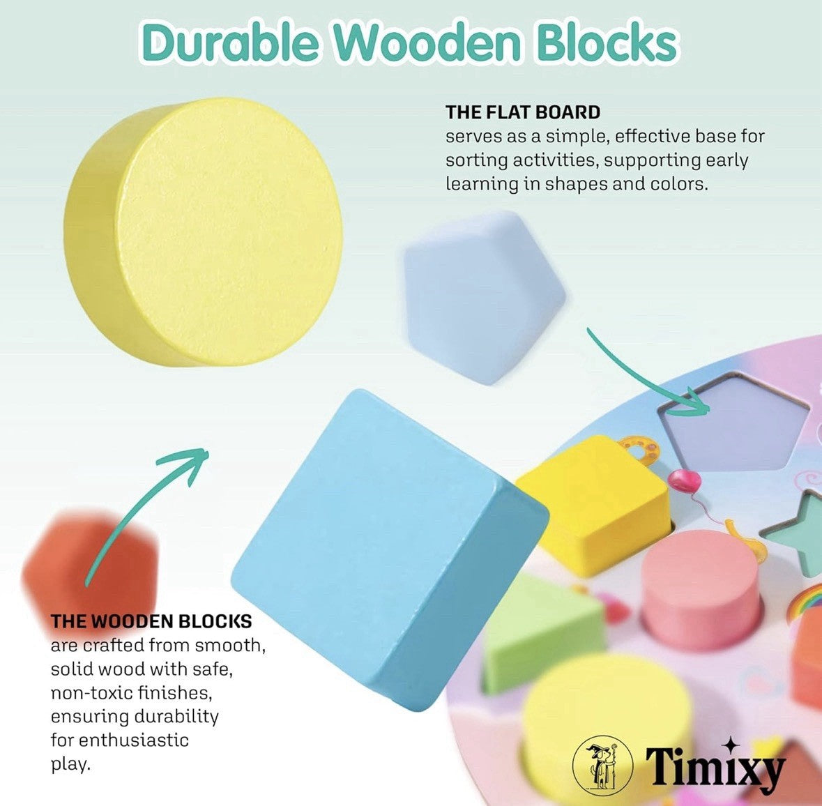 Timixy Cake Building Blocks Set, Wooden Geometric Shapes Sorting Toy for Kids 3+