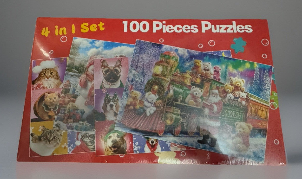 100 Piece Jigsaw Puzzles. 4 Puzzles. Kids Age 3 And Up. Dogs And Cats Super Cute