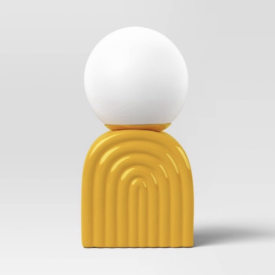 Room Essentials Modern Yellow Arch Table Lamp Glossy Round Shade Ceramic Bedroom