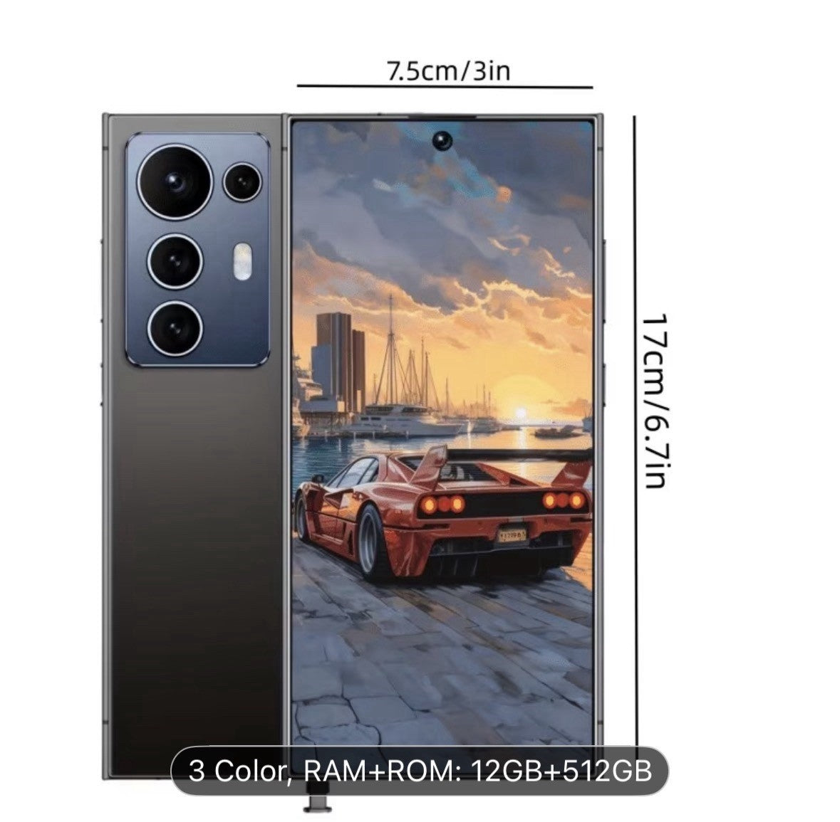 New Smartphone Grey 12GB RAM 512GB Storage 6.7in USB Type-C