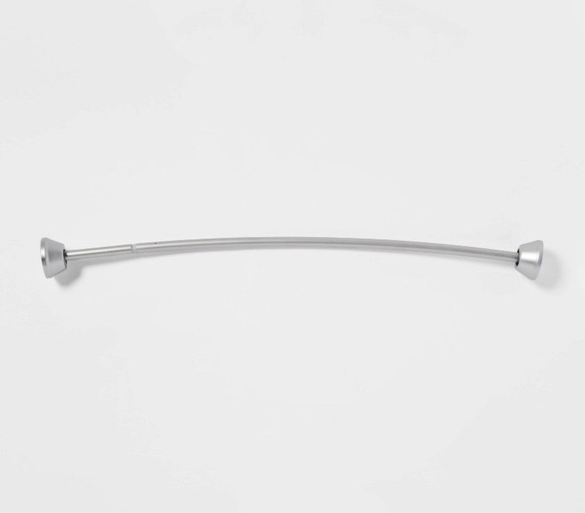 Curved Silver Adjustable Tension Shower Curtain Rod Satin Finish Modern 50-72”