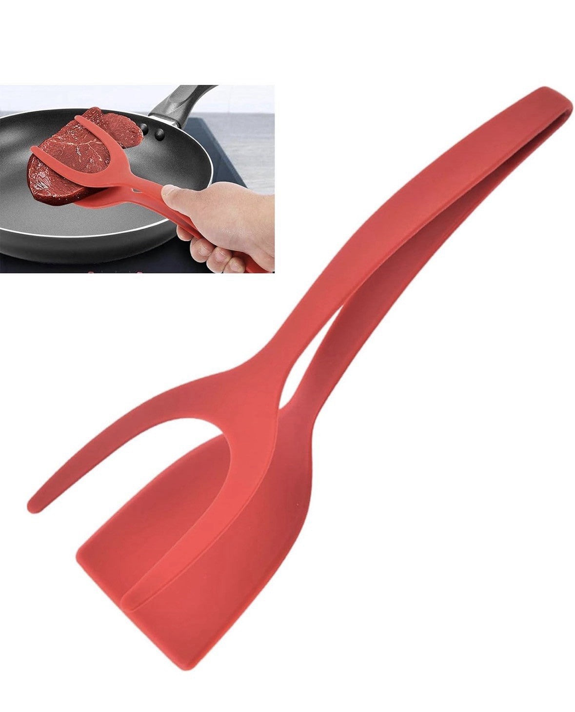 Red Heat Resistant Plastic Spatula Cooking Utensil 2 in 1 flipper