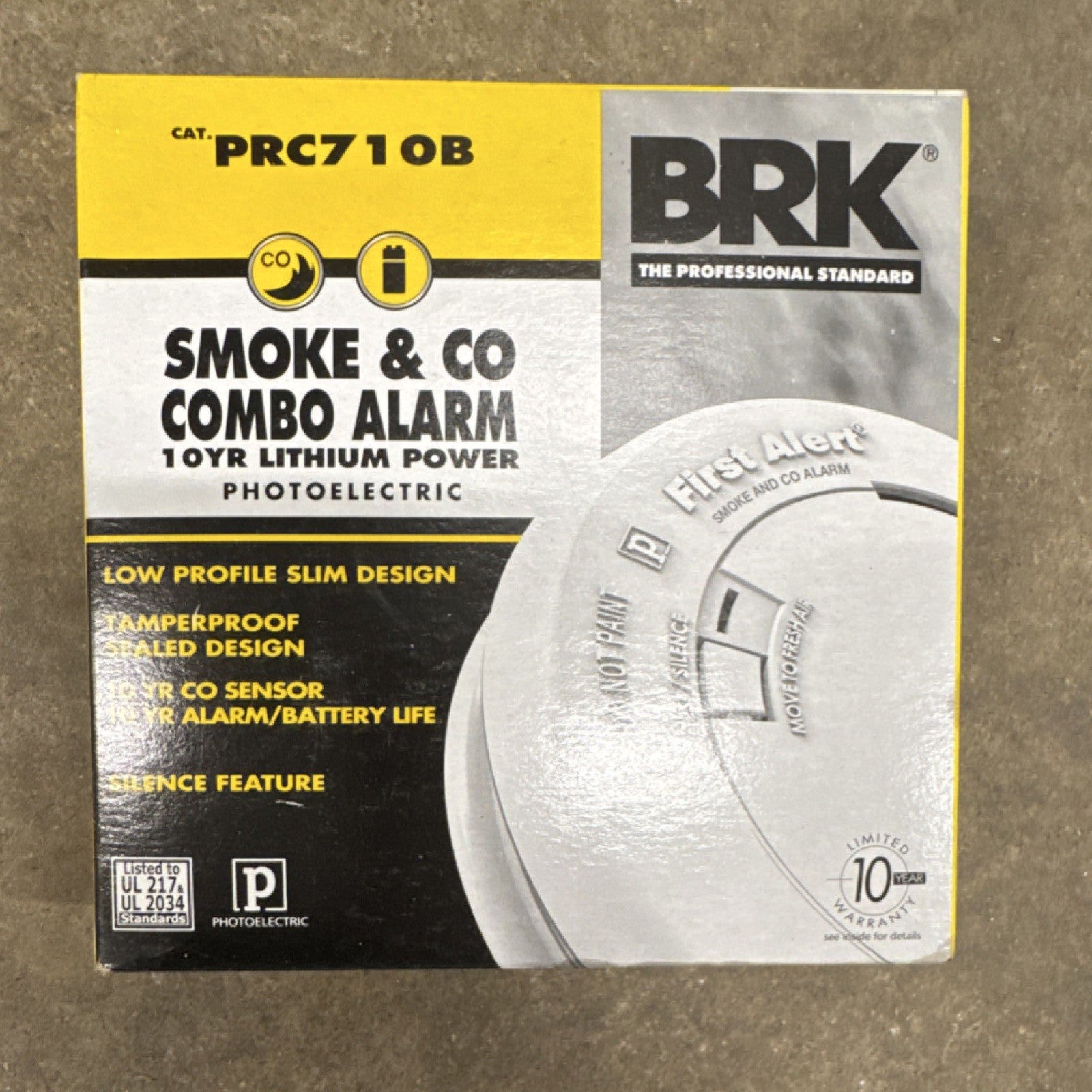 BRK PRC710B Smoke & Carbon Monoxide Detector Photoelectric 10yr Battery Life