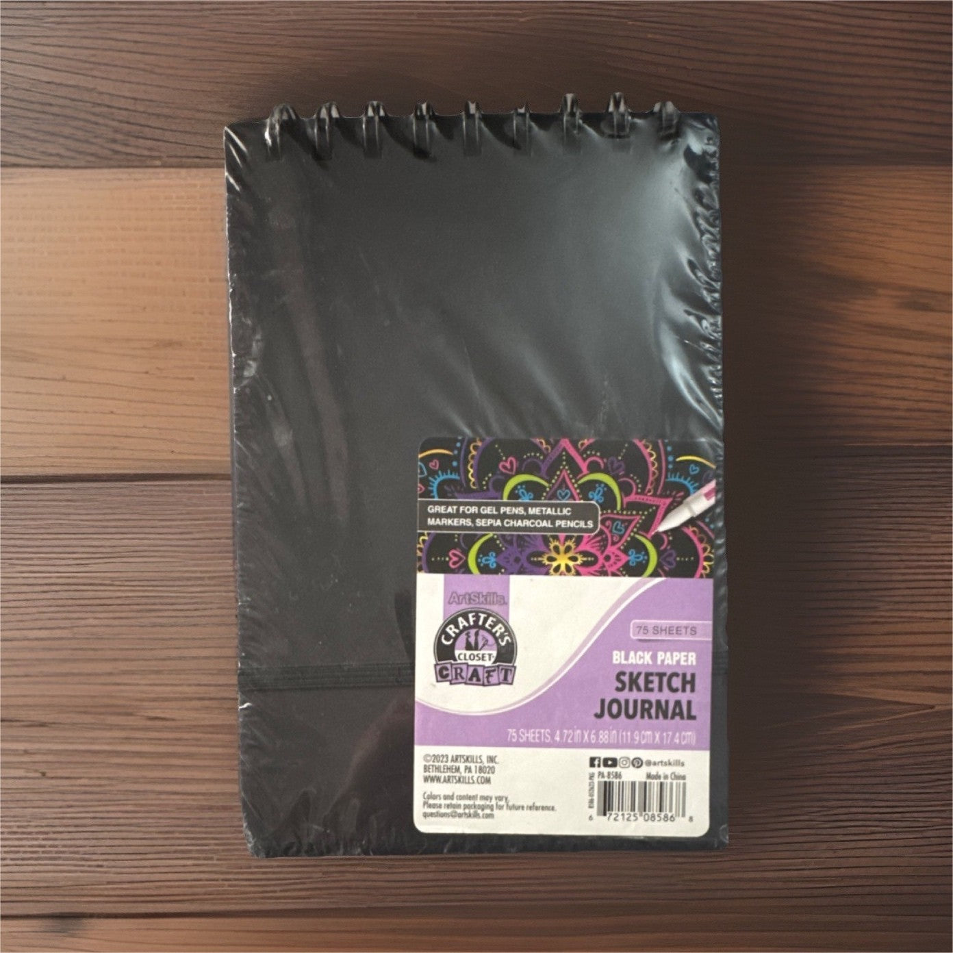 Crafter's Closet Black Paper Sketch Journal Sketch Book 75 Sheets 4.72x6.88in