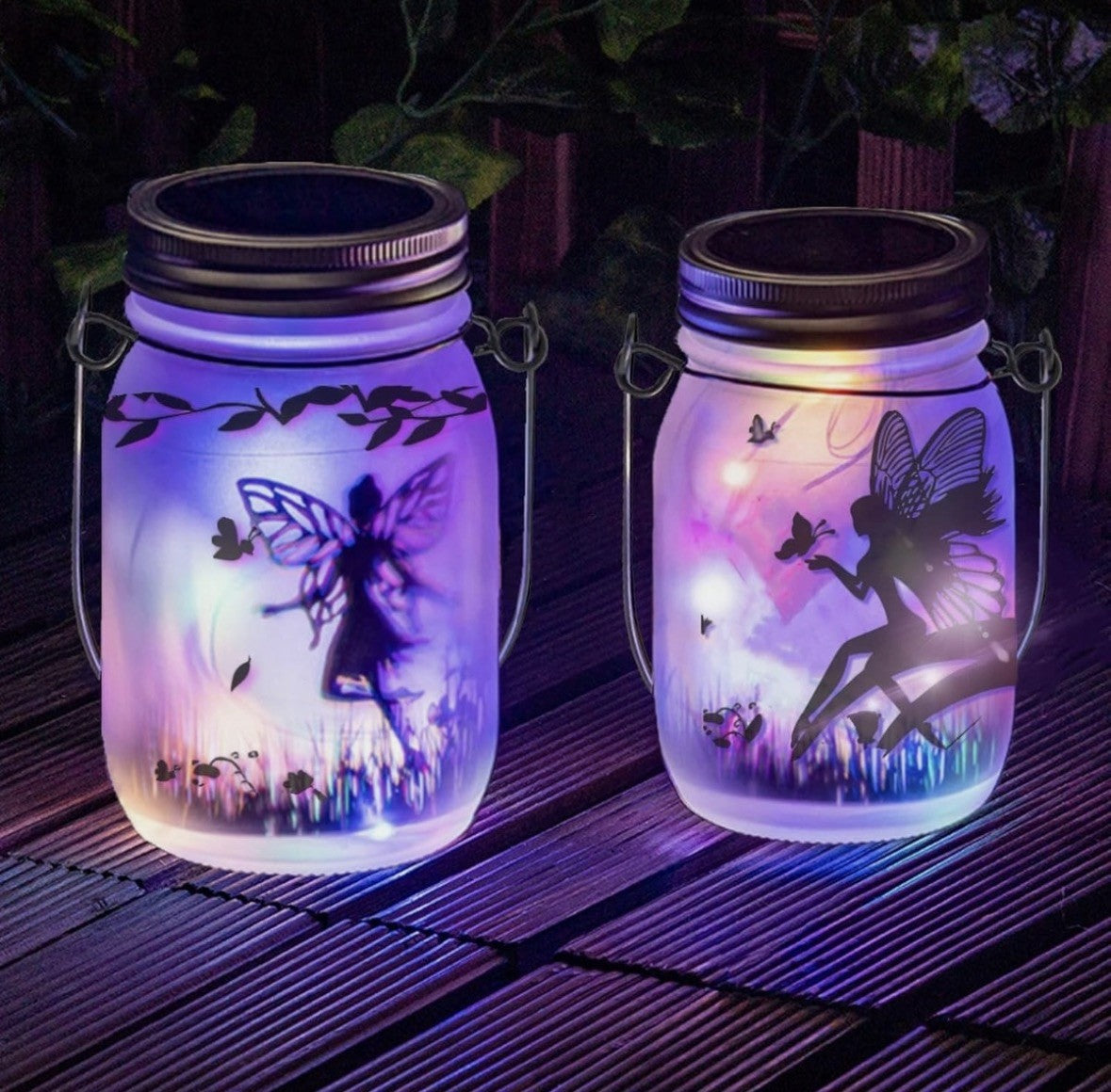 custom made mason jars with fairy lights, assorted designs, white or multicolor
