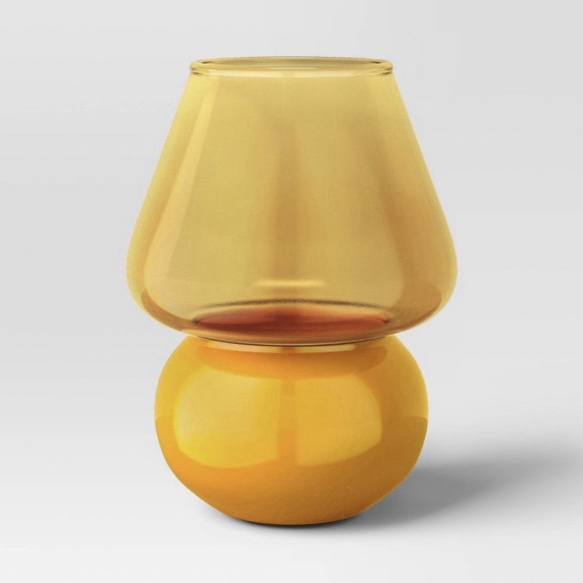 Room Essentials Yellow Glass Table Lamp Modern Bell Shade Glossy Portable