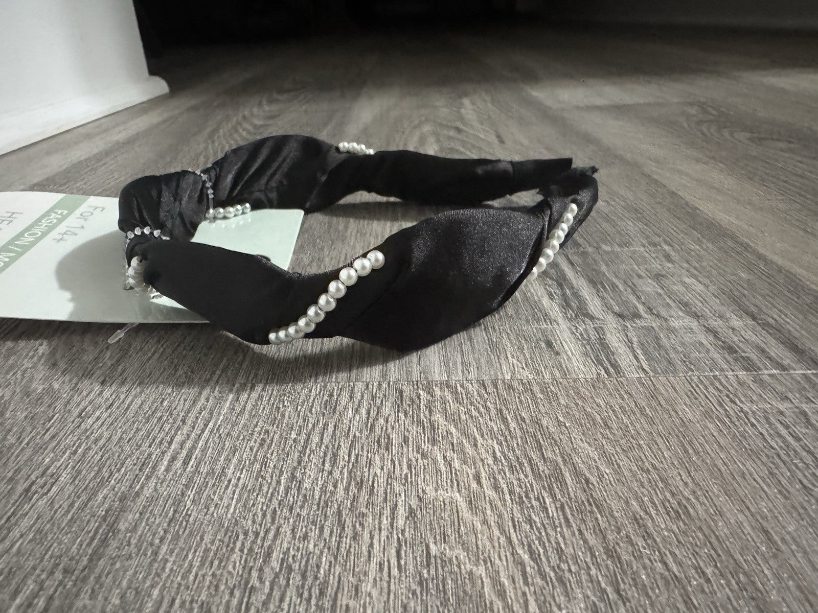 Black Beaded Pearl Headband Decorative Classic Hair Accessory for Women