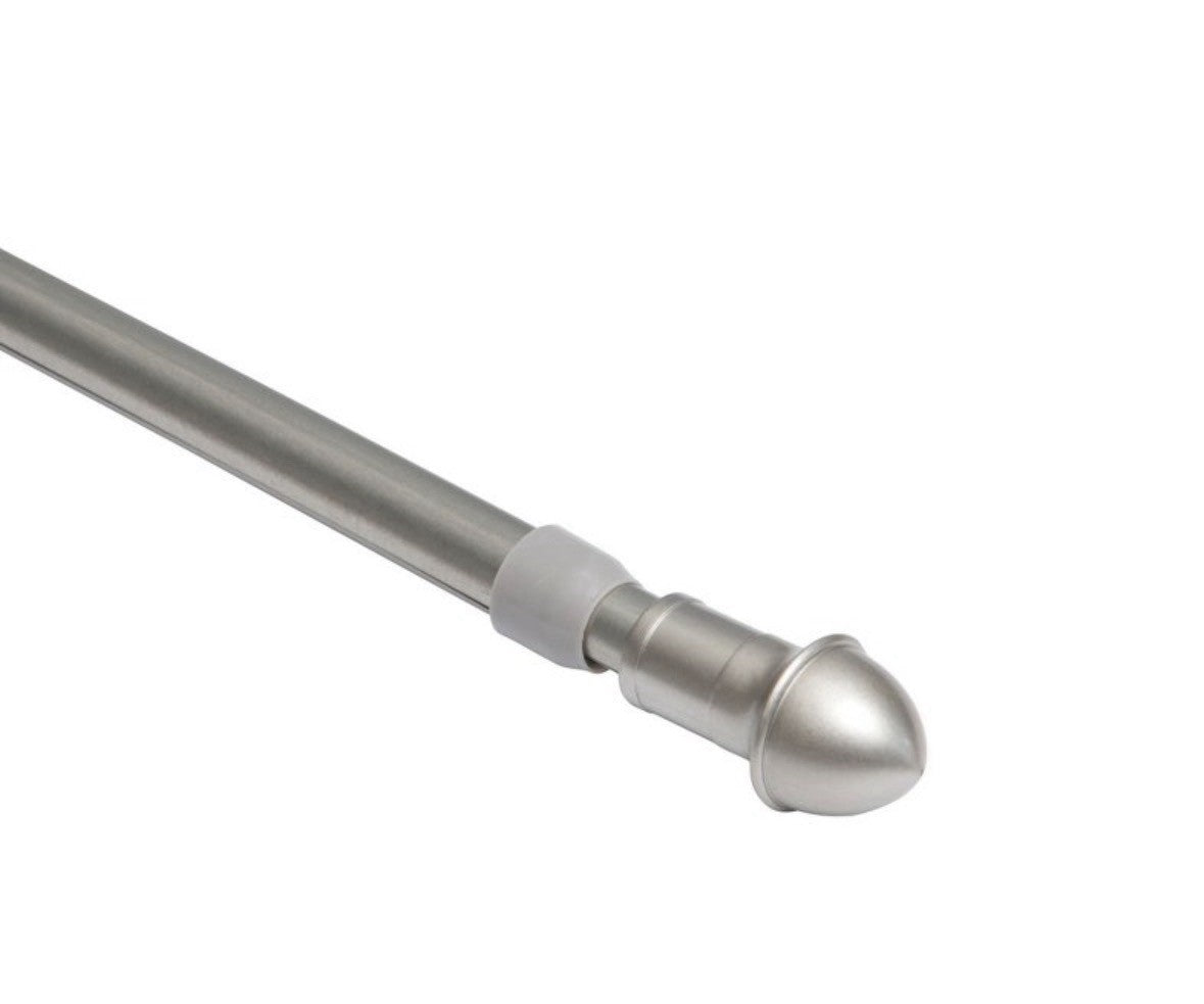 24”-48” Cafe Curtain Rod Nickel with Finials and Wall Mount Brackets