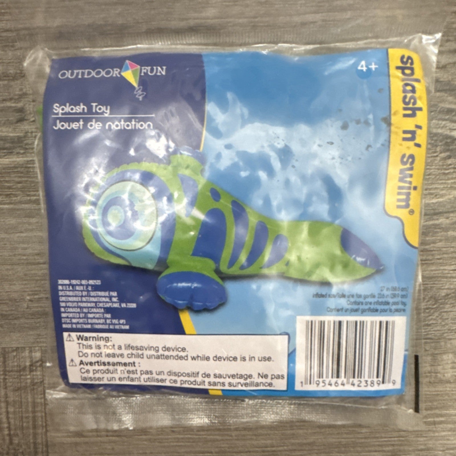 Greenbrier Splash Toy Water Play for Kids 4+ Blue Green MPN 42389