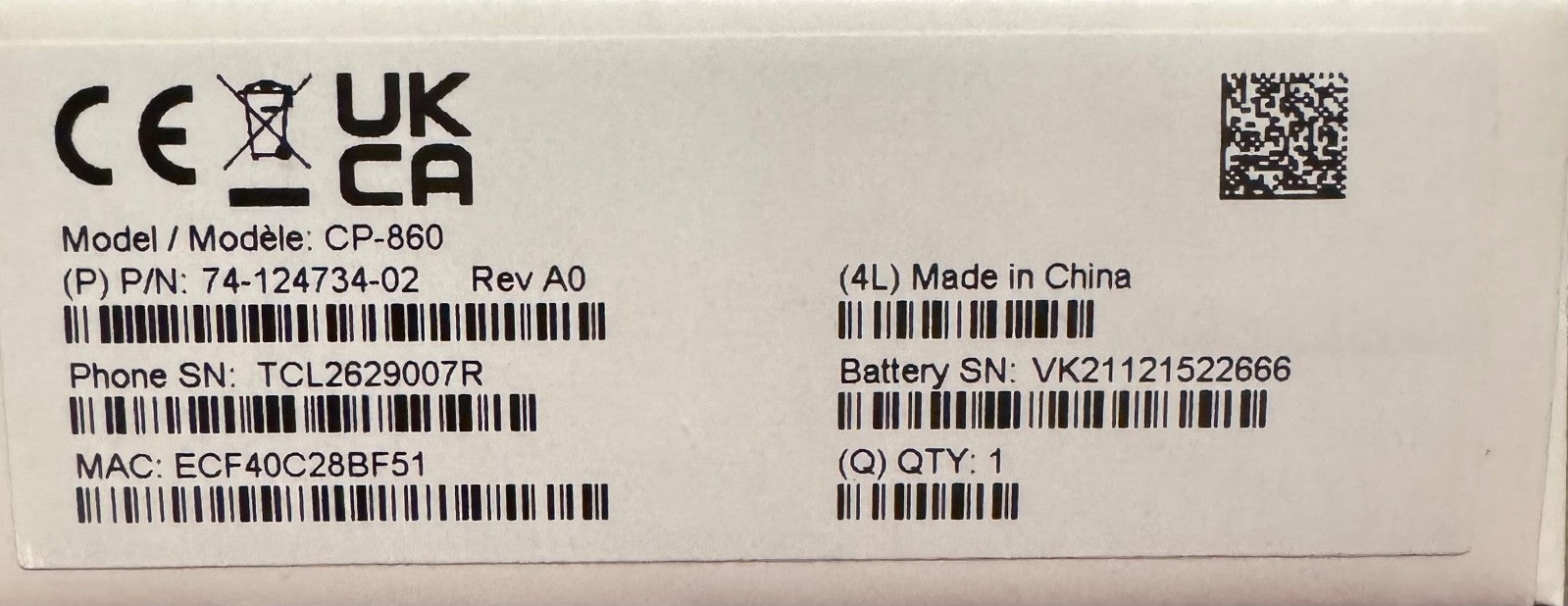 cisco CP-860 black wireless smartphone. New open box with battery