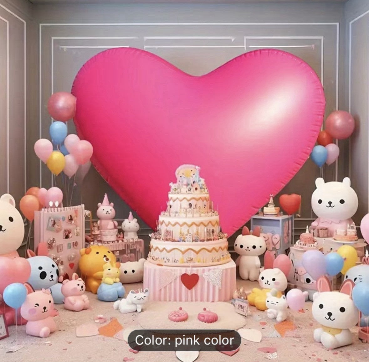 Large pink heart-shaped balloon, party decoration, love & romance theme