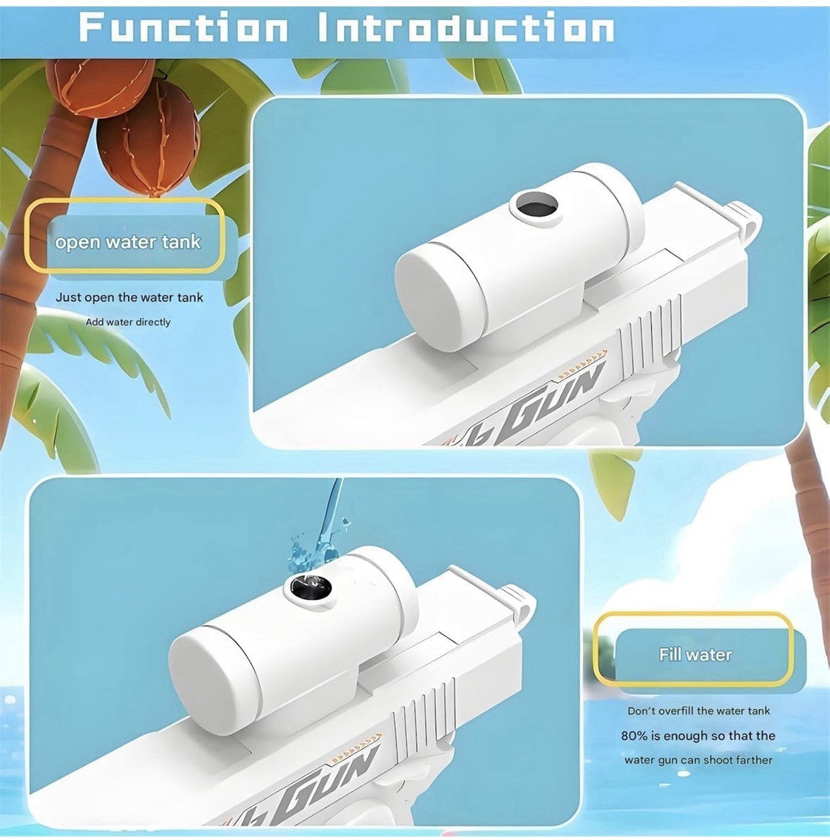 Prank Gun Water Squirting Toy Double Trigger Ultra Long Range 2 pack Blue White