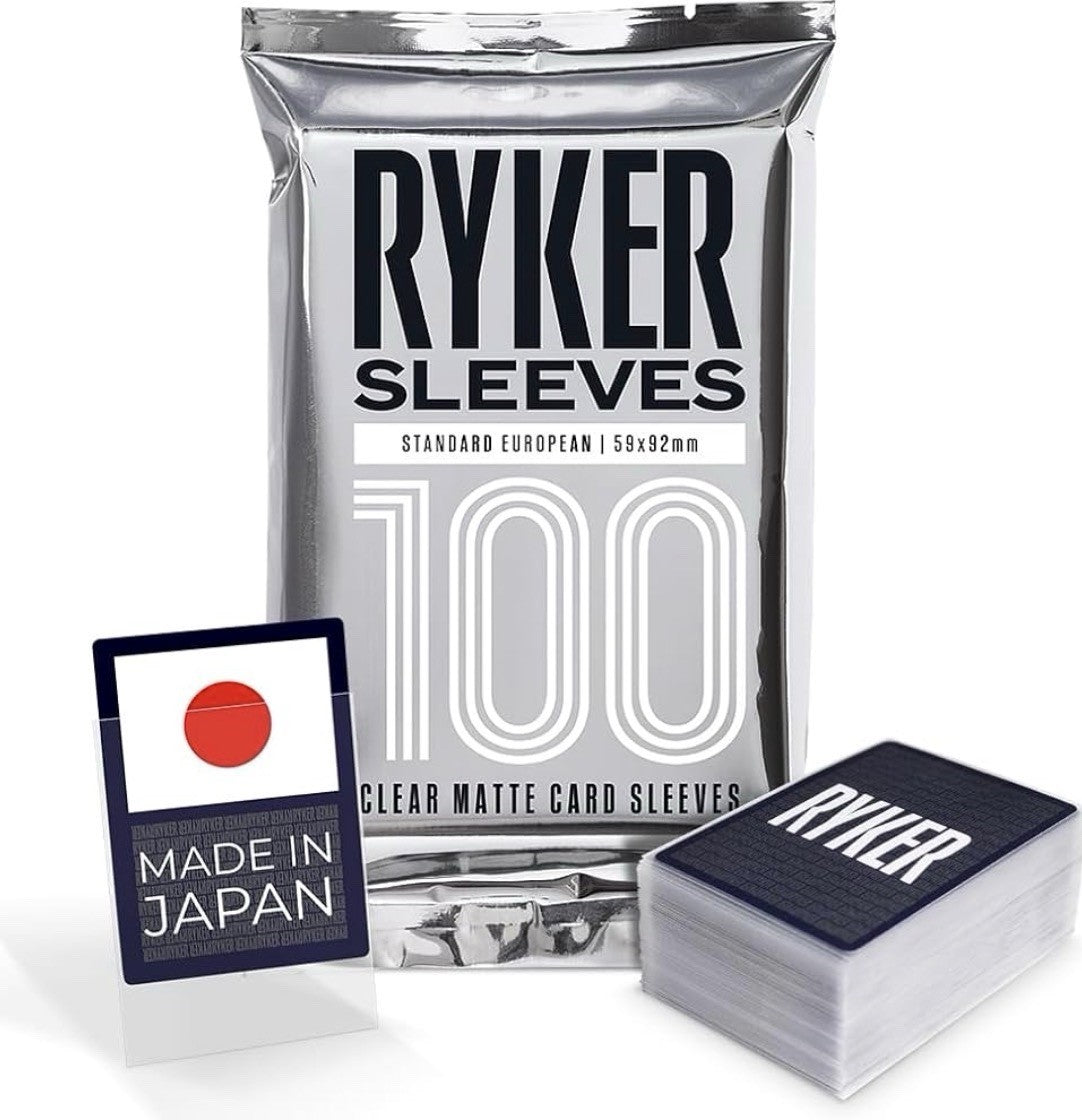 Ryker 100 Premium Card Sleeves Standard European Clear Matte Reinforced Edges