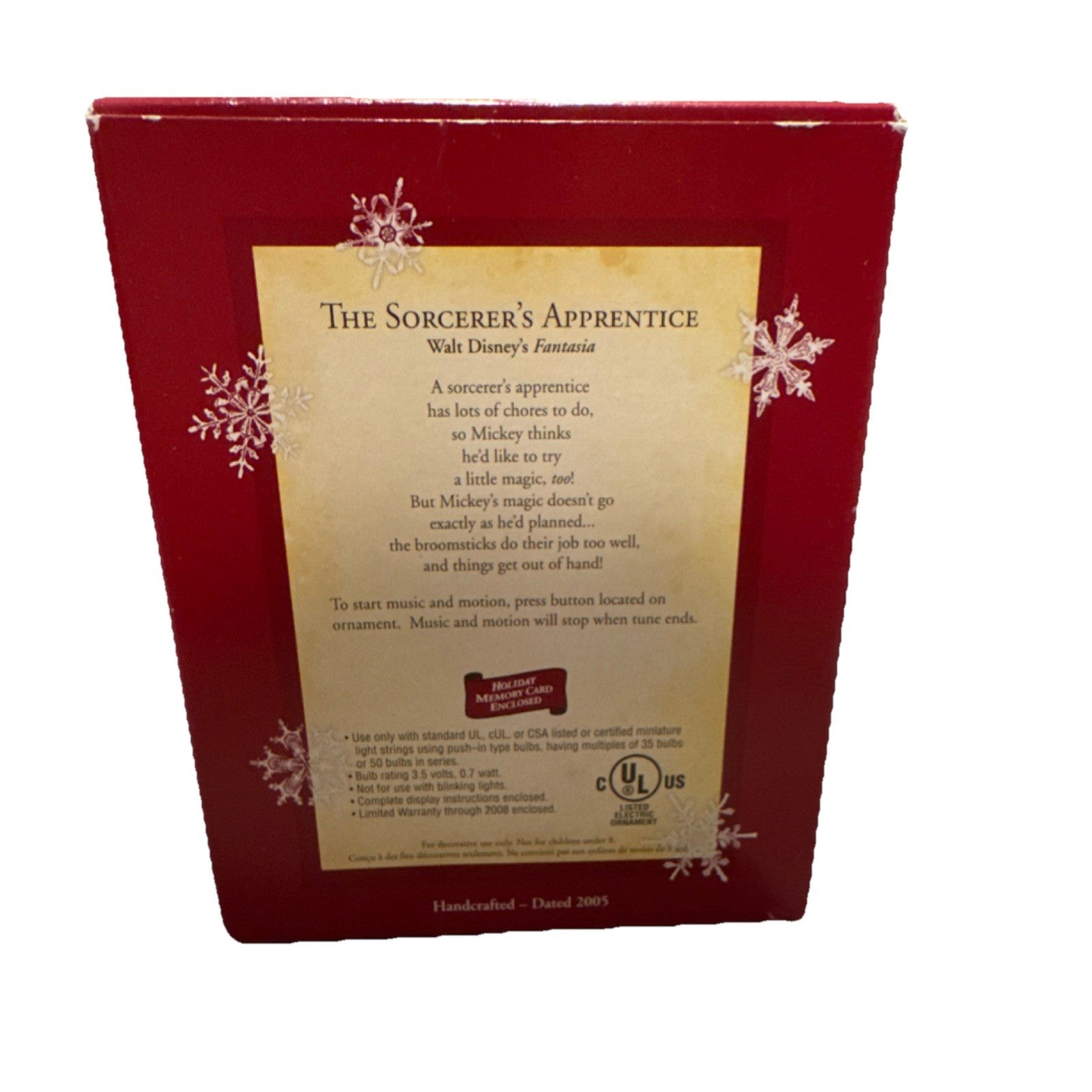 Hallmark Disney The Sorcerer's Apprentice Mickey Mouse Fantasia Ornament 2005
