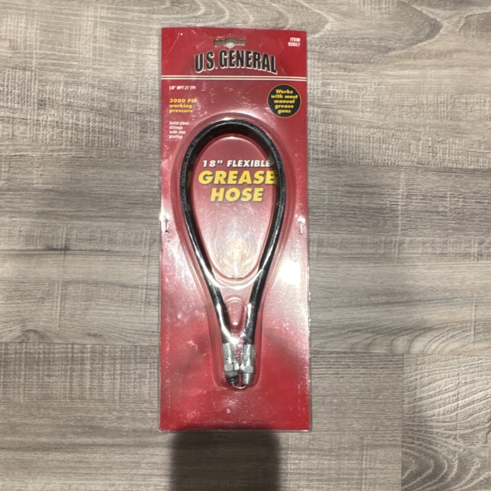 U.S General 92657 1/8" NPT 27 TPI 18" Flexible Grease Hose
