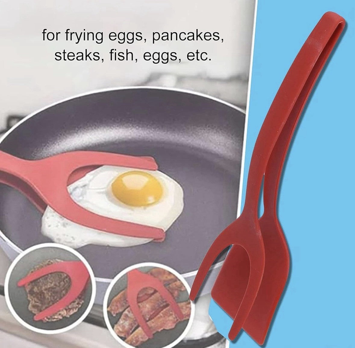 Red Heat Resistant Plastic Spatula Cooking Utensil 2 in 1 flipper