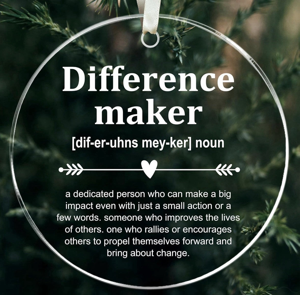 Difference Maker Inspirational Clear Glass Round Plaque with Words & Quotes