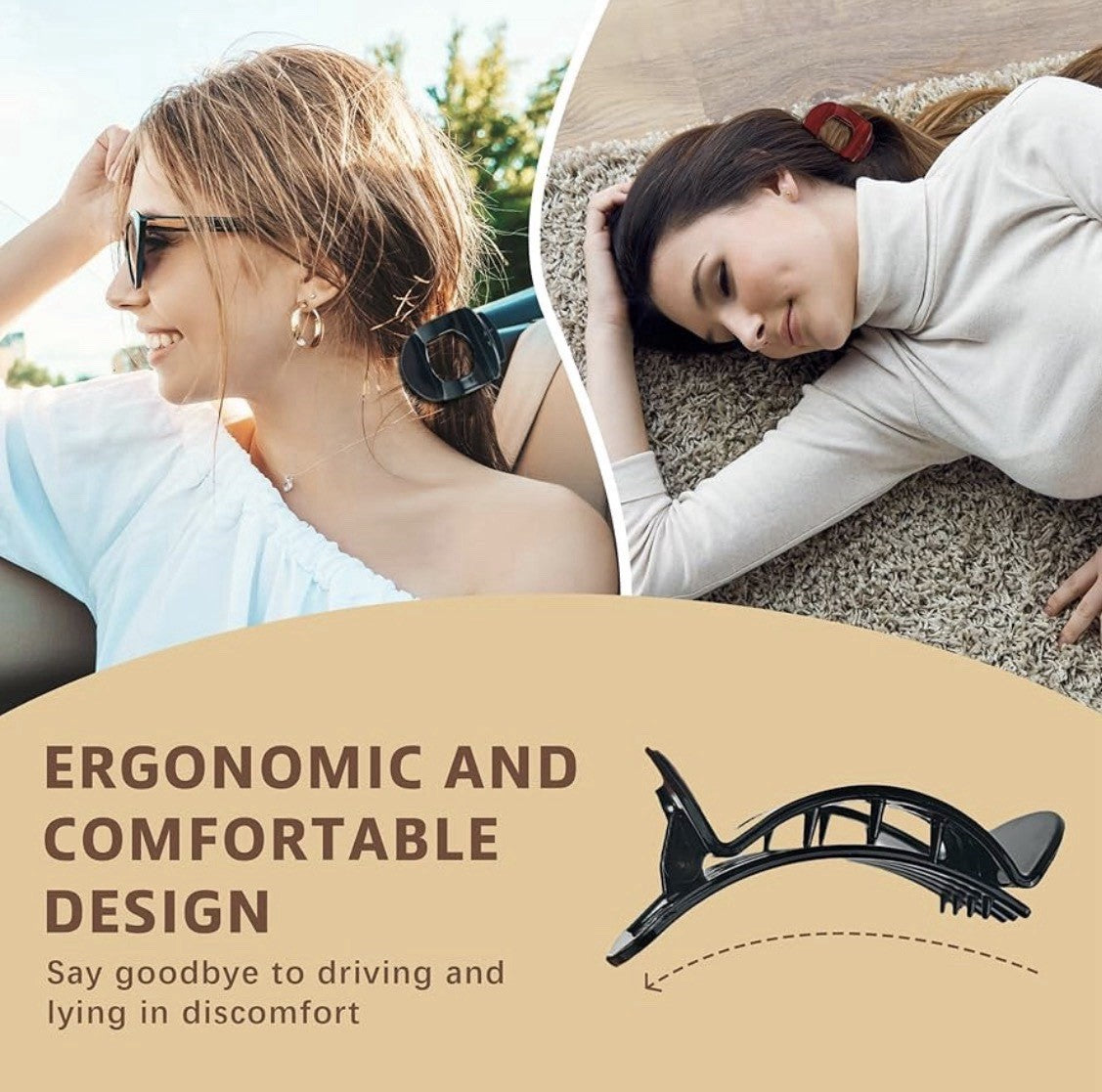 3 Piece Hair Clip Claws Set Red Black and White Non Slip Grip Hair Accessories