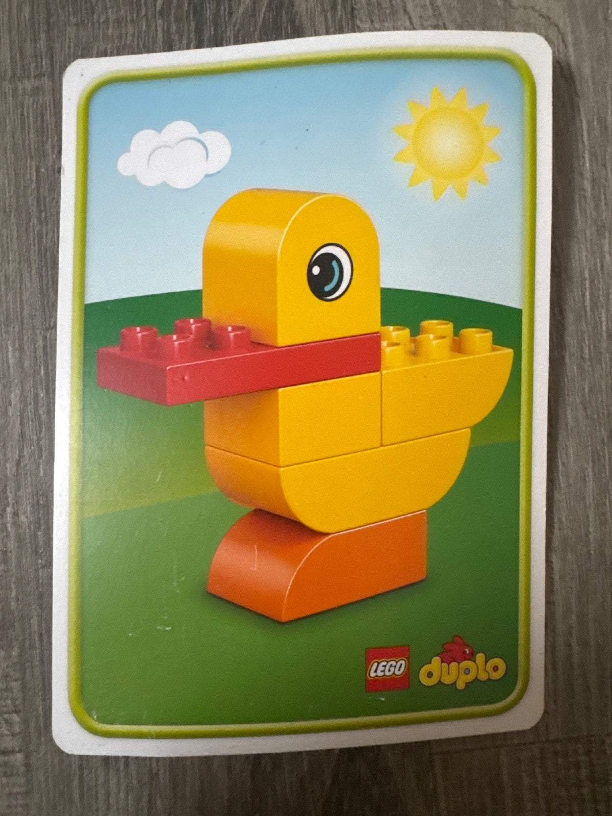 lego duplo, 197 blocks/shapes/person, 3 two sided cards, duck, fish, helicopter