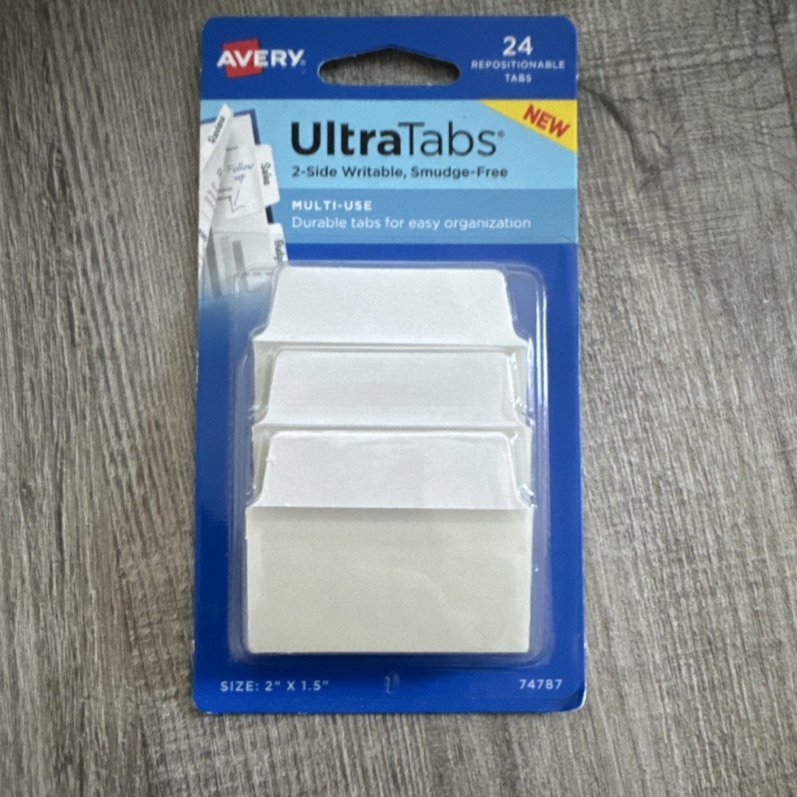 Avery UltraTabs 74787 Index Divider Tabs 2-Side Writable 2"x1.5" White