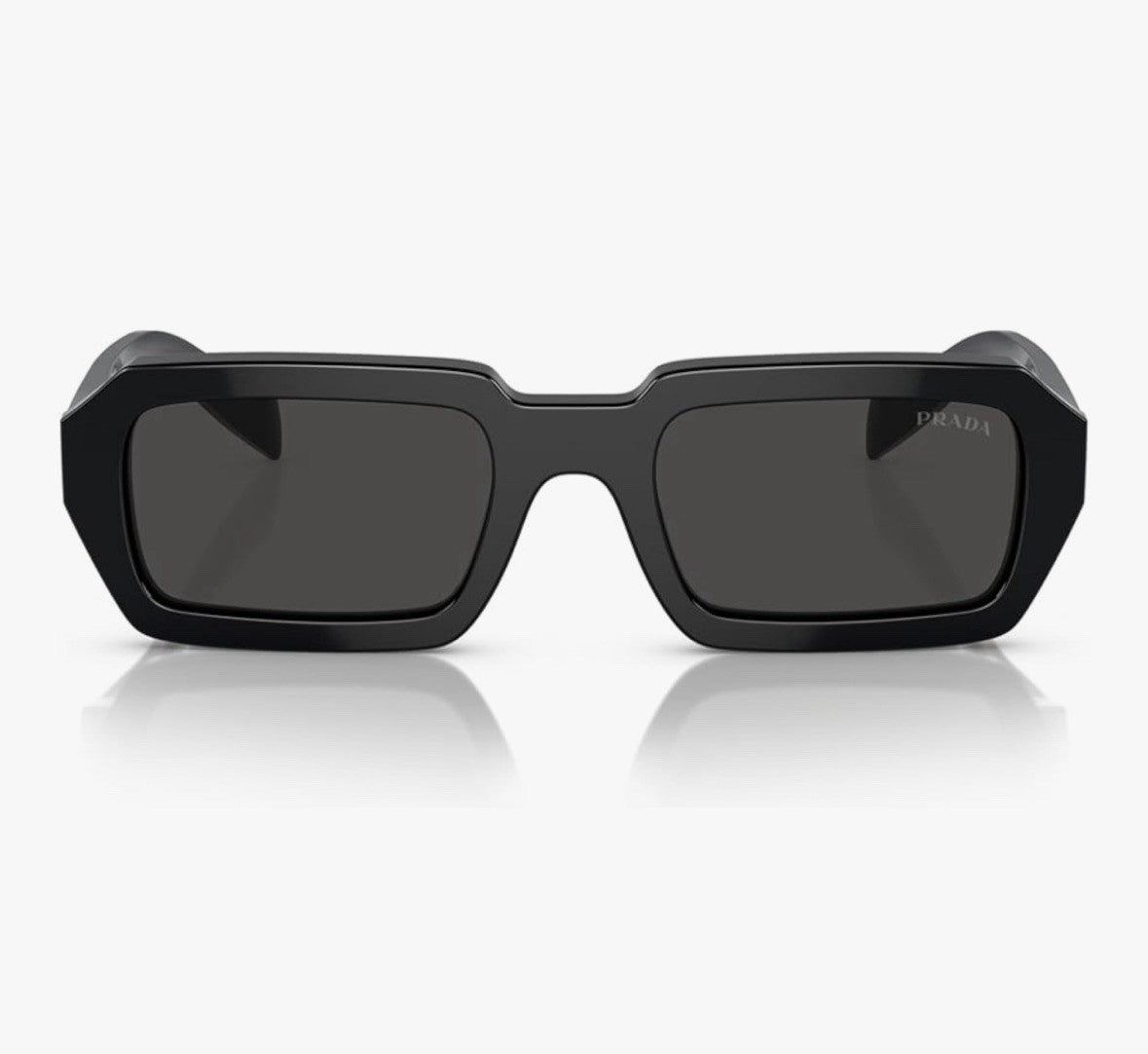 PRADA PR 16K 08Z Designer Rectangle Sunglasses Black Plastic Frame